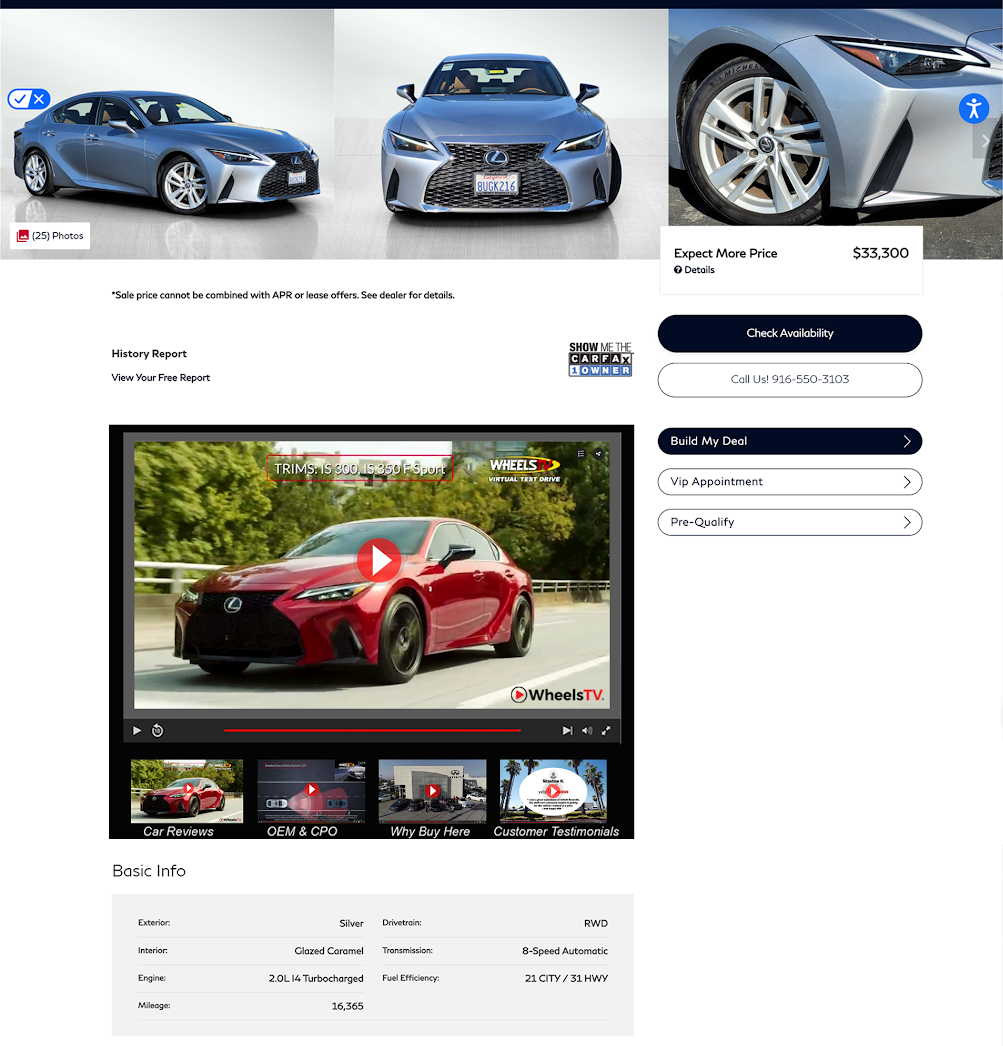 Car Dealership VDP with Video Marketing