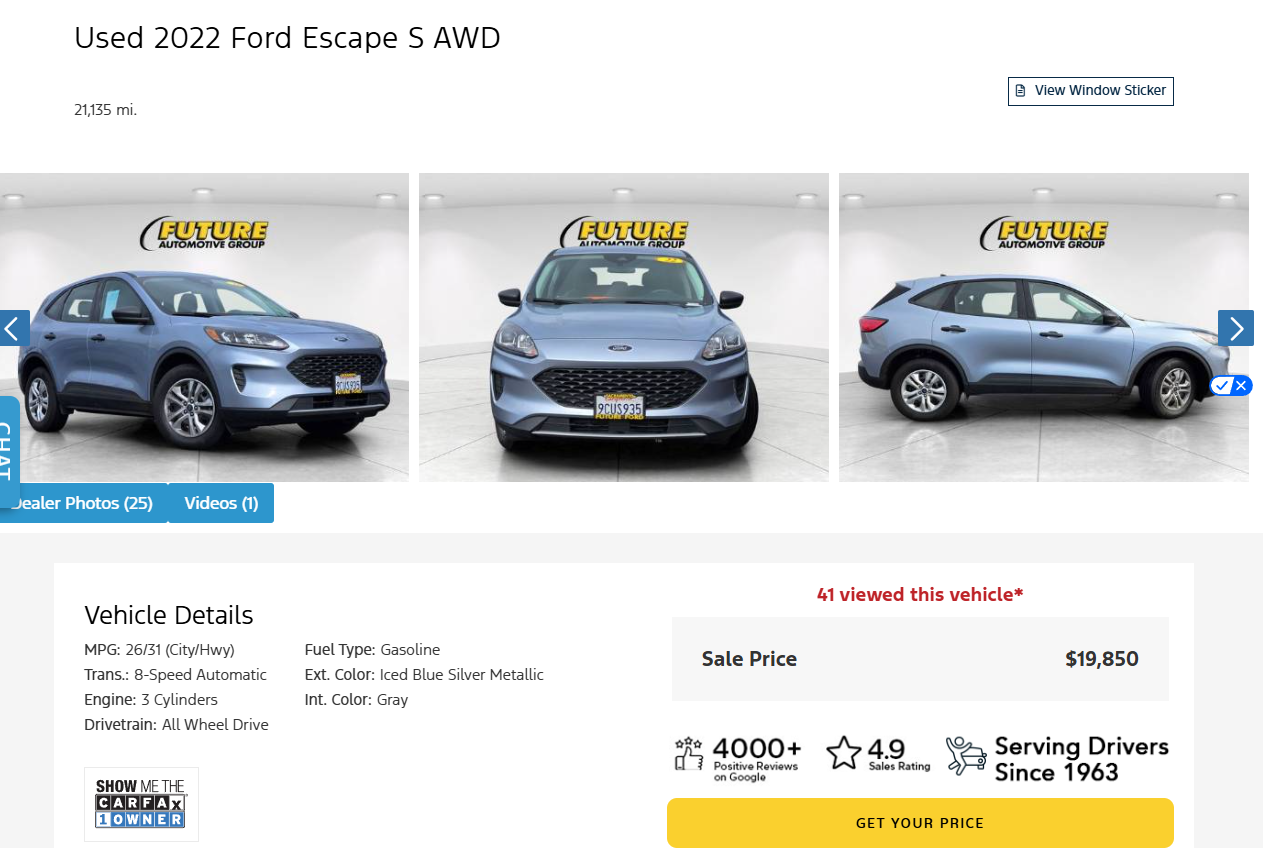 Car Dealership Website Listing
