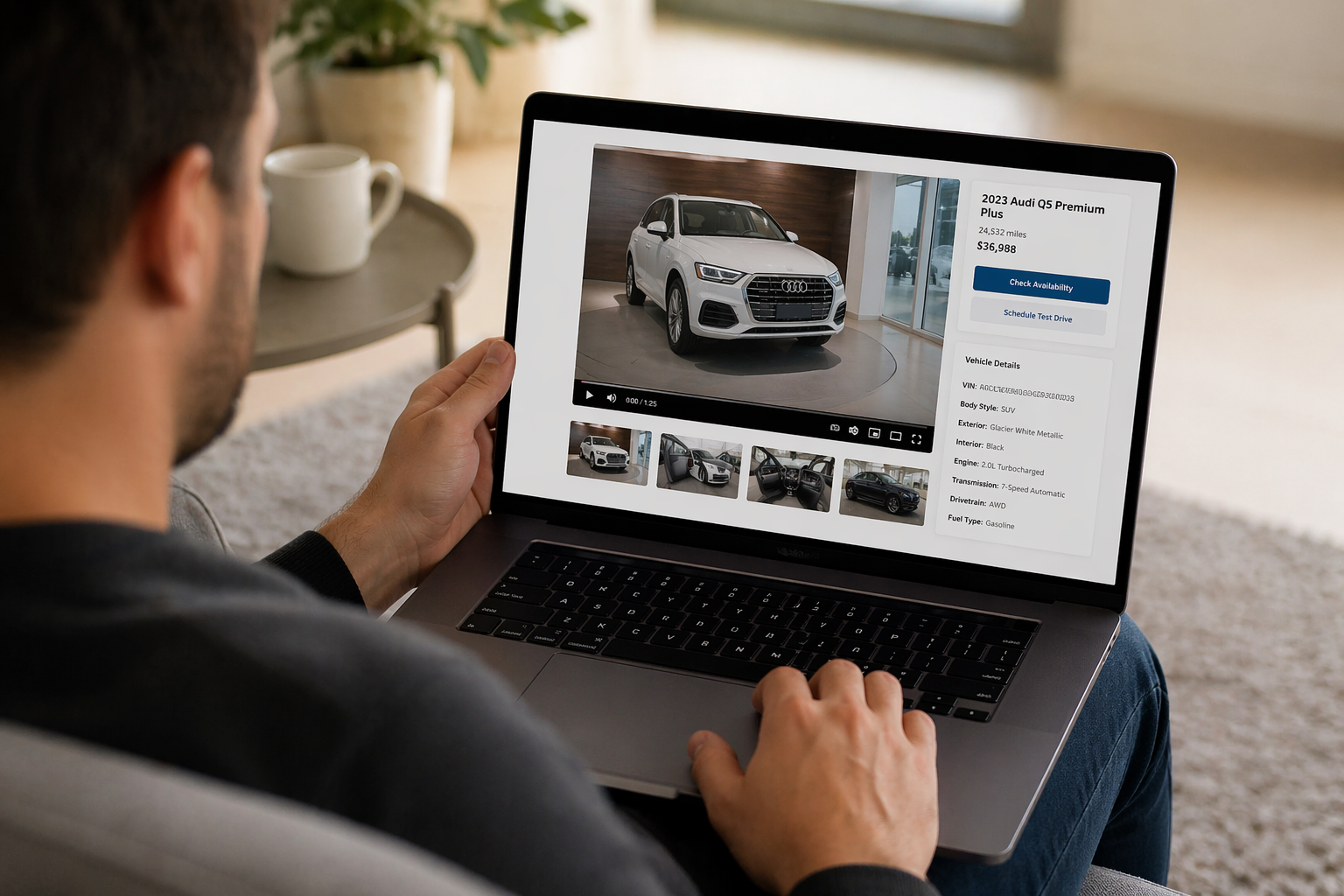 Customer views car dealership video